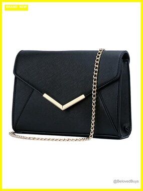 Faux Leather Clutch Purse for Women, Chain Strap, Evening Handbag